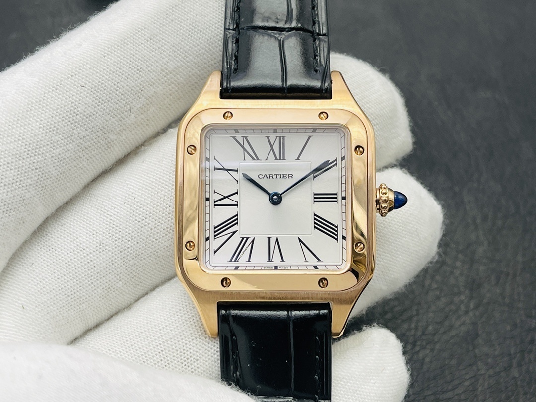 Cartier 卡地亚山度士手表18k玫瑰金石英表小号 WGSA0022