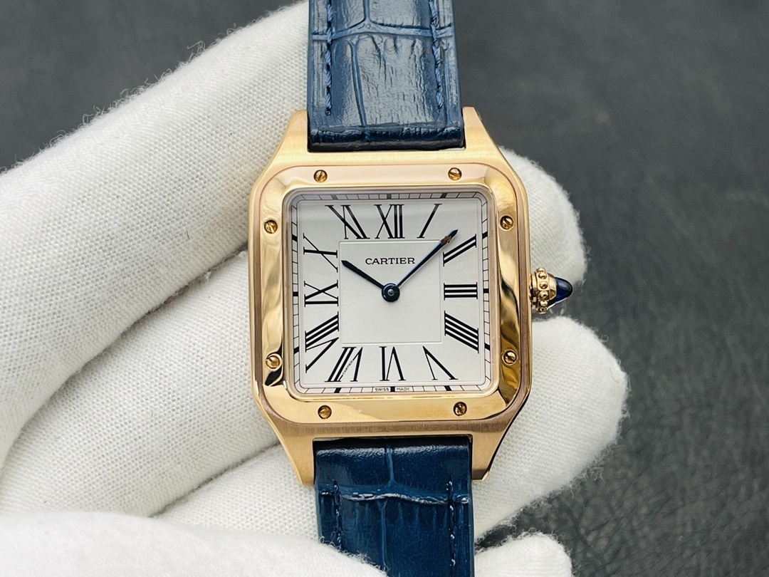 Cartier 卡地亚山度士手表18k玫瑰金石英表小号 WGSA0022