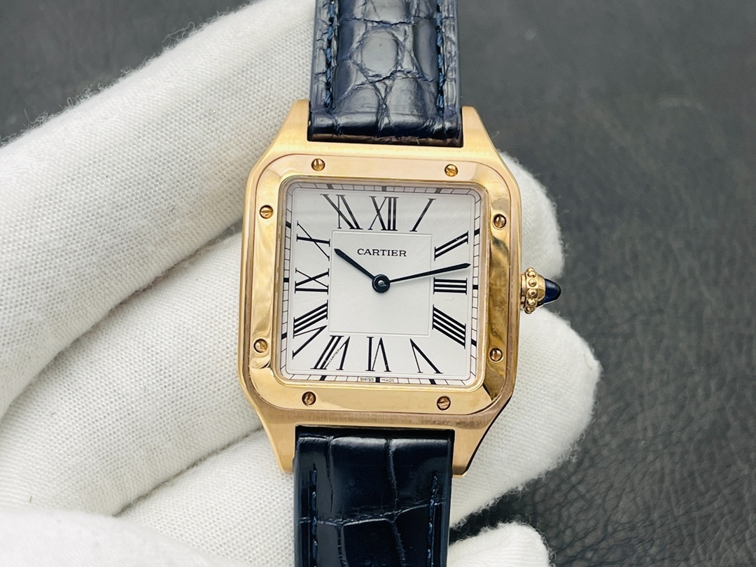 Cartier 卡地亚山度士手表18k玫瑰金石英表小号 WGSA0022