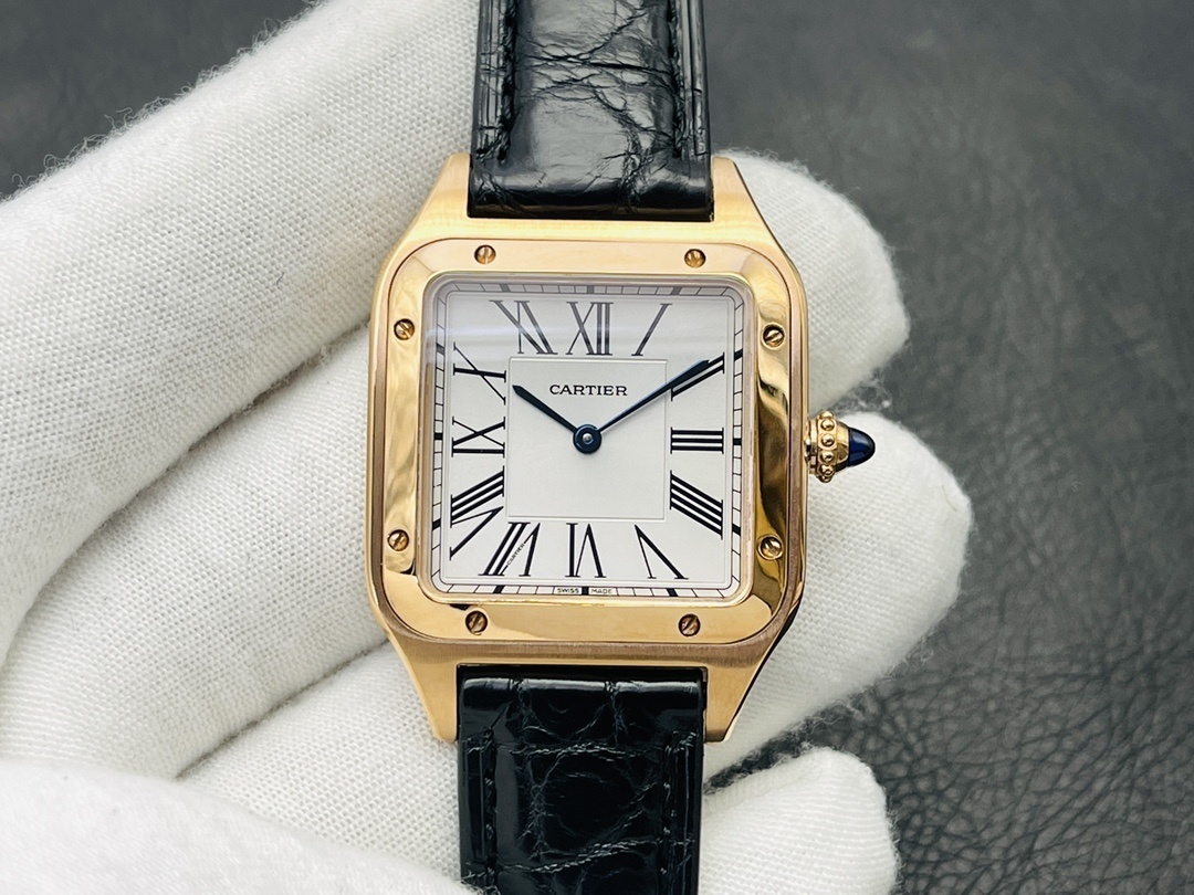 Cartier 卡地亚山度士手表18k玫瑰金石英表小号 WGSA0022