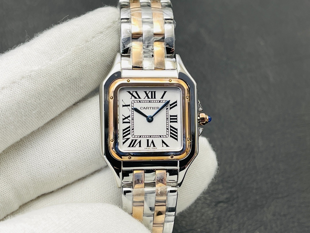 Cartier卡地亚Panthère猎豹系列石英腕表 黄金精钢手表