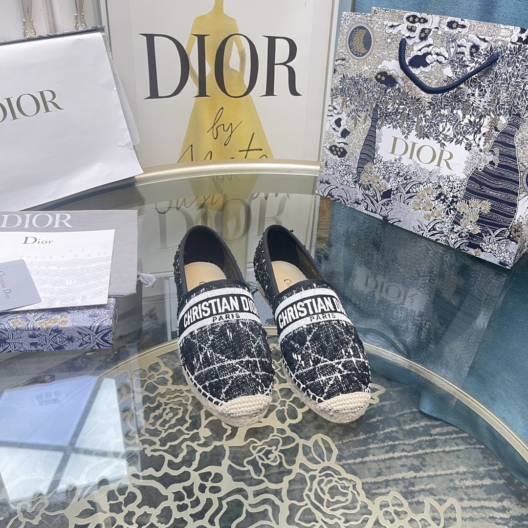 DIOR女鞋 2025專櫃同步 迪奧經典爆款草編漁夫鞋