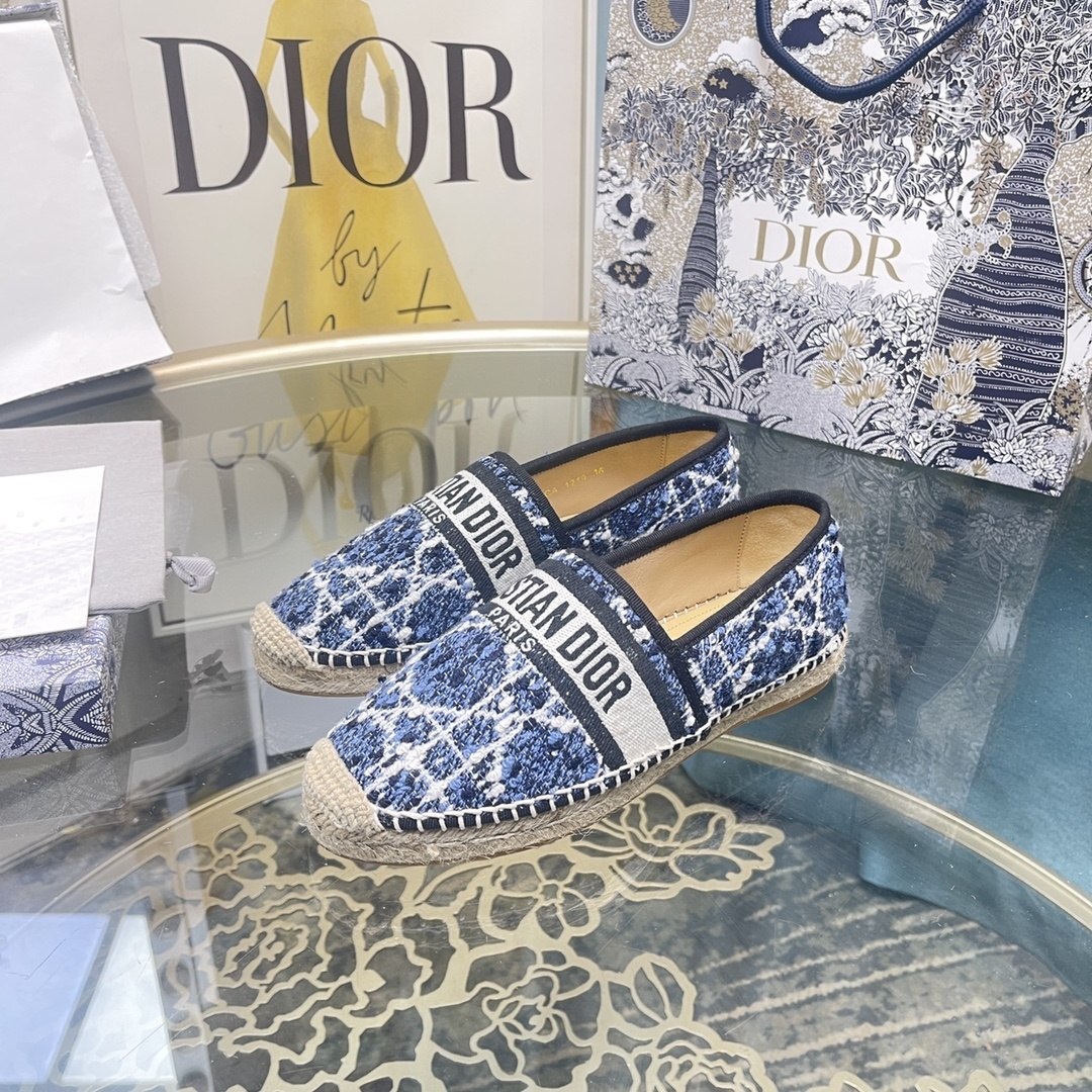 DIOR女鞋 2025專櫃同步 迪奧經典爆款草編漁夫鞋