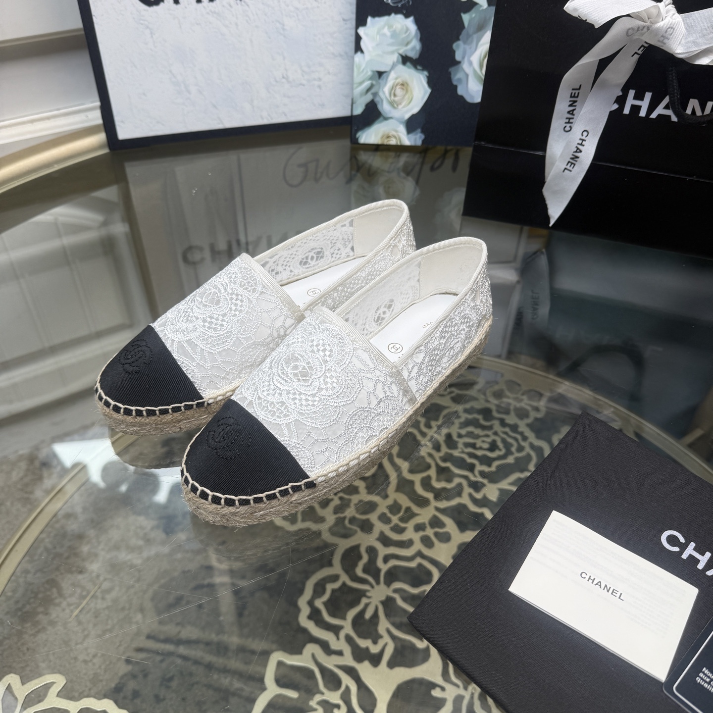 CHANEL女鞋 2025專櫃同步 香奈兒山茶花網紗套腳鞋