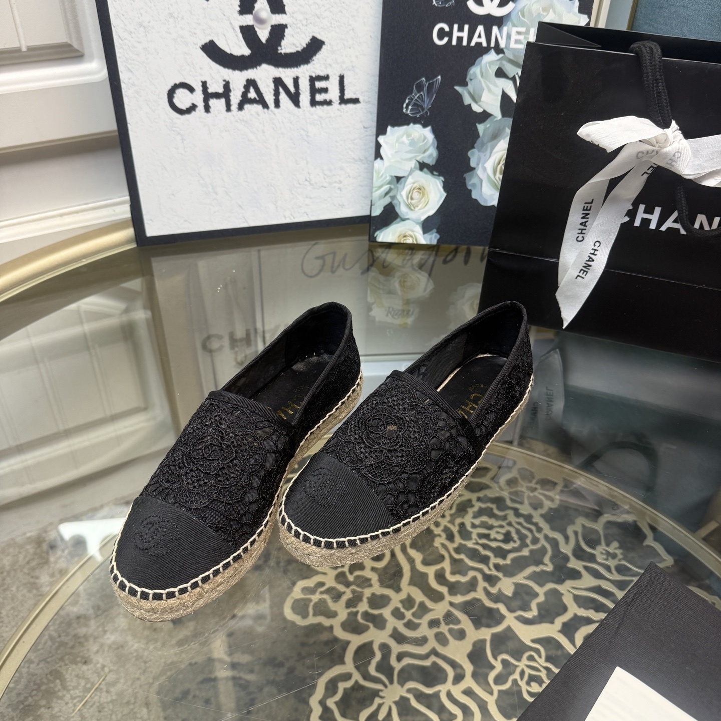 CHANEL女鞋 2025專櫃同步 香奈兒山茶花網紗套腳鞋